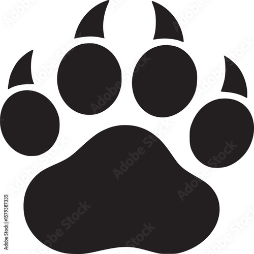 Black bear paw print vector illustration animal footprint wildlife track silhouette graphic design element