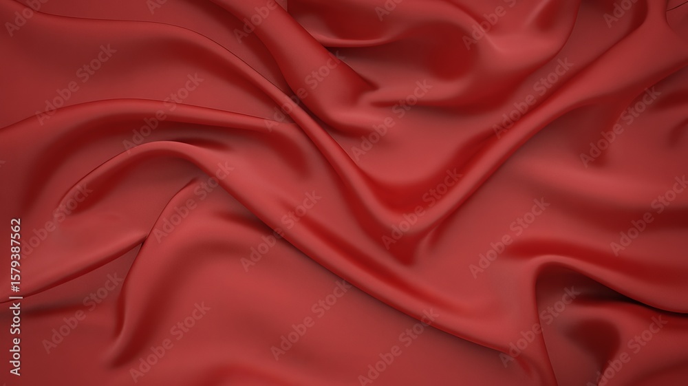 Obraz premium Luxurious deep red fabric with elegant folds and soft lighting creating a rich textured background