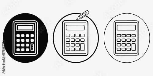 Calculator icons with pencil technology tech