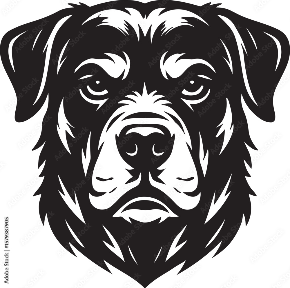 Obraz premium black and white dog head illustration
