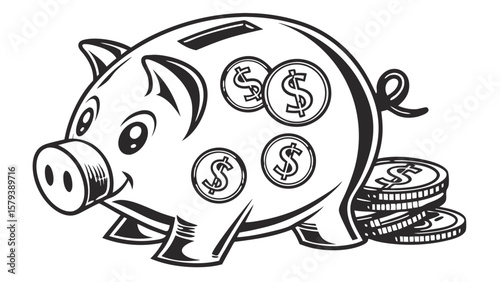 Piggy bank money saving investment financial planning wealth management concept for business and finance one hundred