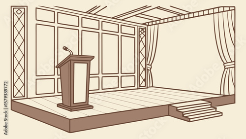 Illustration of stage podium for presentation speech conference event performance meeting seminar public speaking 100