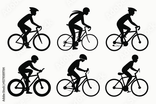 Silhouette of a man cycling on a bicycle