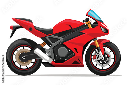 Red sport motorcycle isolated on white background
