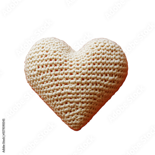crochet beige 3d heart shape transparent background