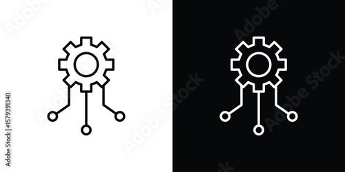 Workflow icon in outline and solid vector sign for web