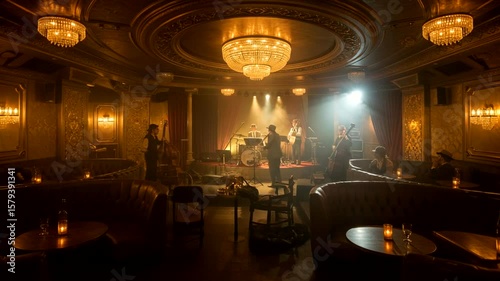 Vintage Jazz Club Atmosphere with Live Band Performance and Elegant D?cor, Nightlife Vibes