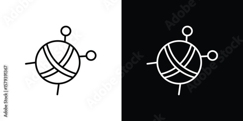 Wool ball icon in outline and solid vector sign for web