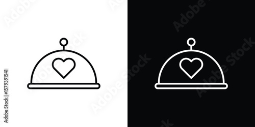 Wedding dinner icon in outline and solid vector sign for web