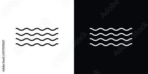 Wave icon in outline and solid vector sign for web