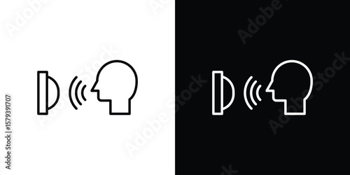 Voice control icon in outline and solid vector sign for web