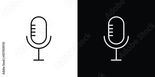 Voice recognition icon in outline and solid vector sign for web