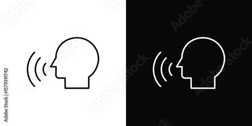 Voice control icon in outline and solid vector sign for web