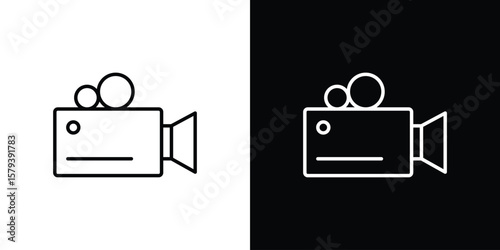 Video camera icon in outline and solid vector sign for web