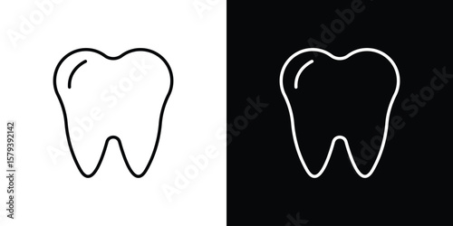 Tooth icon in outline and solid vector sign for web