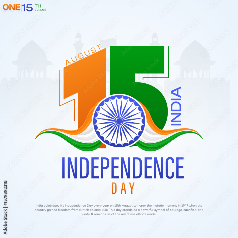 Fototapeta premium Happy Independence Day: Celebrating India's Rich Heritage and Progress, 15 August, indian Independence Day Poster | Post, Poster, Banner, Web Banner,&nbsp; 