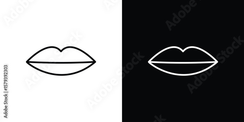 Thin lips icon in outline and solid vector sign for web