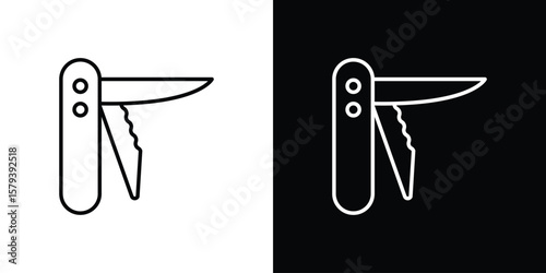 Swiss Knife icon in outline and solid vector sign for web