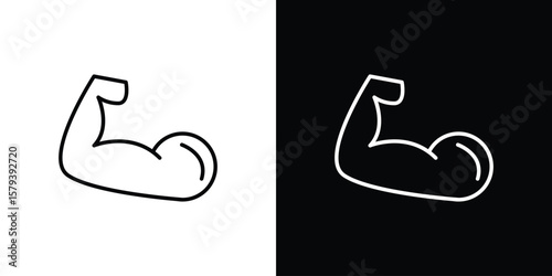 Strong arm icon in outline and solid vector sign for web
