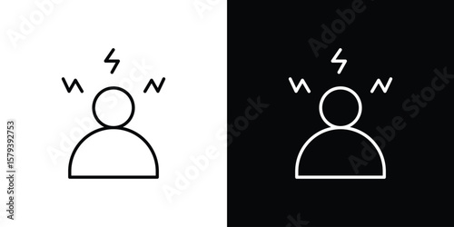 Stress icon in outline and solid vector sign for web