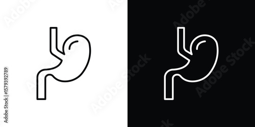 Stomach with Liquids icon in outline and solid vector sign for web