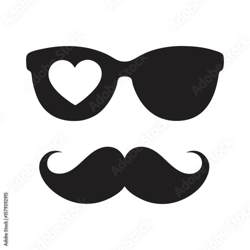print i love hipster glasses and mustaches vector art