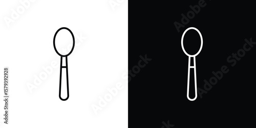 Spoon icon in outline and solid vector sign for web
