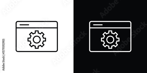 Software icon in outline and solid vector sign for web