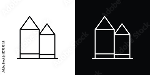 Silo icon in outline and solid vector sign for web