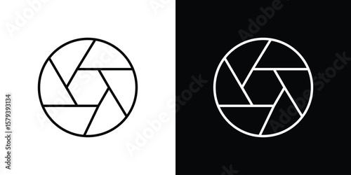 Shutter icon in outline and solid vector sign for web