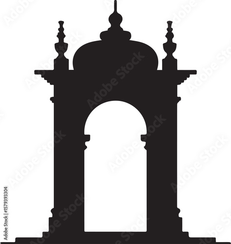 A silhouette illustration of a majestic archway, perfect for travel or architectural design projects with a minimalist aesthetic.