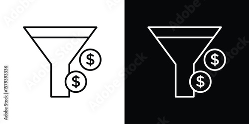 Sales funnel icon in outline and solid vector sign for web