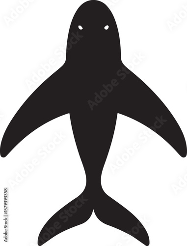 Isolated black silhouette of a majestic stingray against a pristine white backdrop, perfect for graphic design.