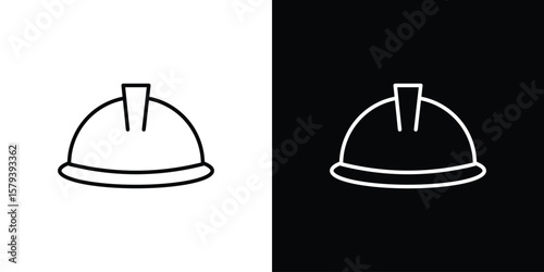 Safety helmet icon in outline and solid vector sign for web