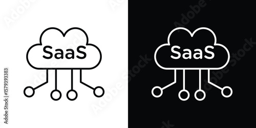 SaaS icon in outline and solid vector sign for web