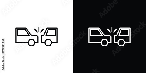 Rear end collision icon in outline and solid vector sign for web