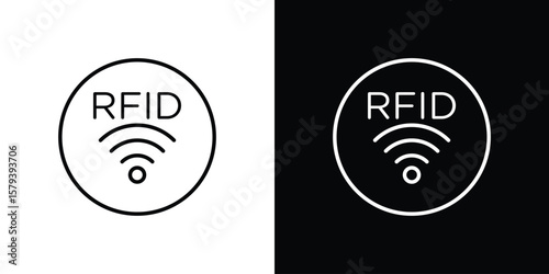 RFID icon in outline and solid vector sign for web