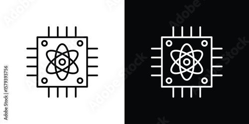 Quantum computing icon in outline and solid vector sign for web