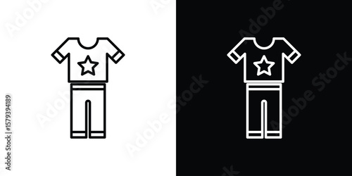 Pijama icon in outline and solid vector sign for web