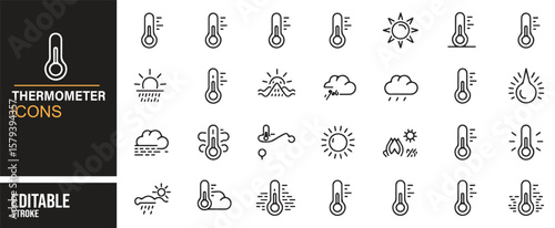 High-Quality Temperature and Weather Icons for Digital Weather Platforms