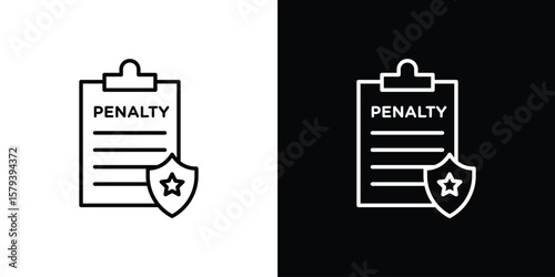 Penalty icon in outline and solid vector sign for web