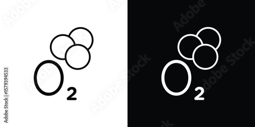 Oxygen O2 icon in outline and solid vector sign for web