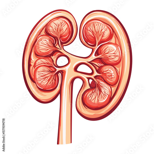 Human Kidney Anatomy clipart Vector