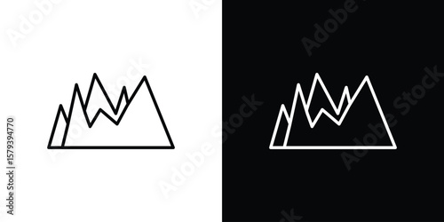 Mountain icon in outline and solid vector sign for web