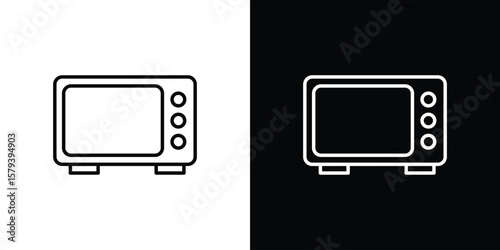 Microwave icon in outline and solid vector sign for web