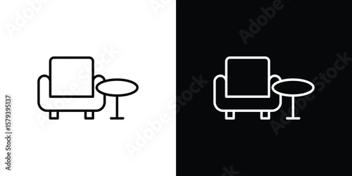 Lounge icon in outline and solid vector sign for web