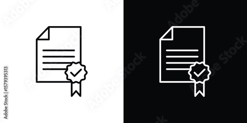 License icon in outline and solid vector sign for web