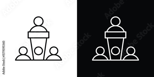 Lecture icon in outline and solid vector sign for web