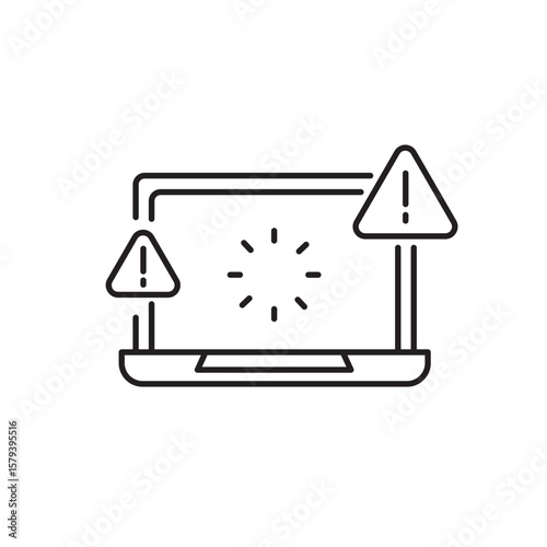 Attention warning attacker alert icon, internet danger Symbol Outline icon Transparent background