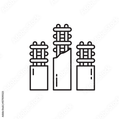 Reinforced concrete columns icon Symbol Outline icon Transparent background